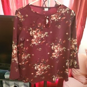 Burgundy floral top